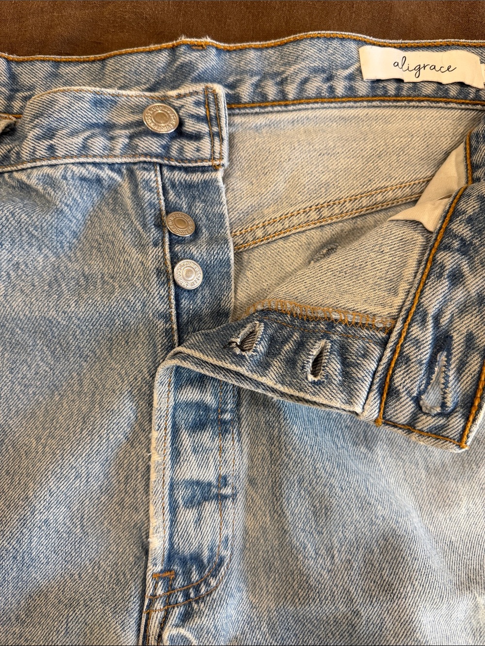 Aligrace Faded Light Blue High-Rise Cutoff Denim Shorts - Picture 4 of 4